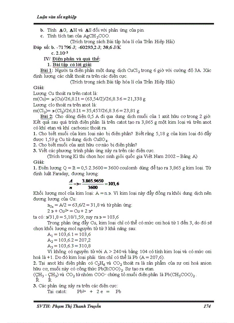 image for page Hệ thống hóa bài tập phần Hóa lý phục vụ bồi dưỡng học sinh giỏi ở trường THPT
