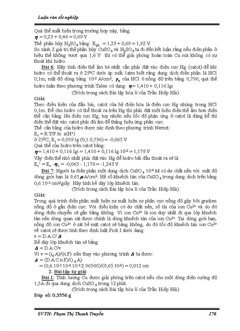 image for page Hệ thống hóa bài tập phần Hóa lý phục vụ bồi dưỡng học sinh giỏi ở trường THPT