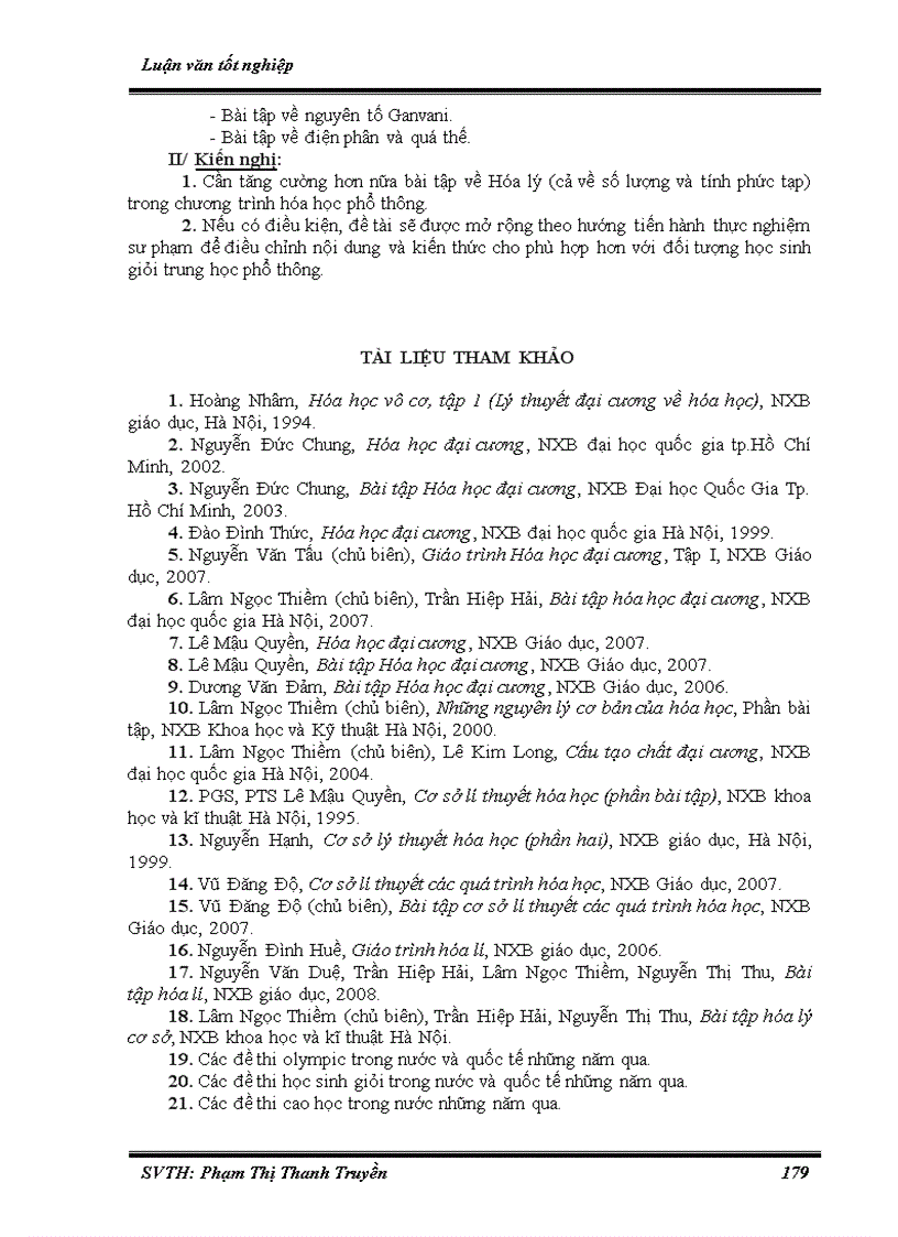 image for page Hệ thống hóa bài tập phần Hóa lý phục vụ bồi dưỡng học sinh giỏi ở trường THPT