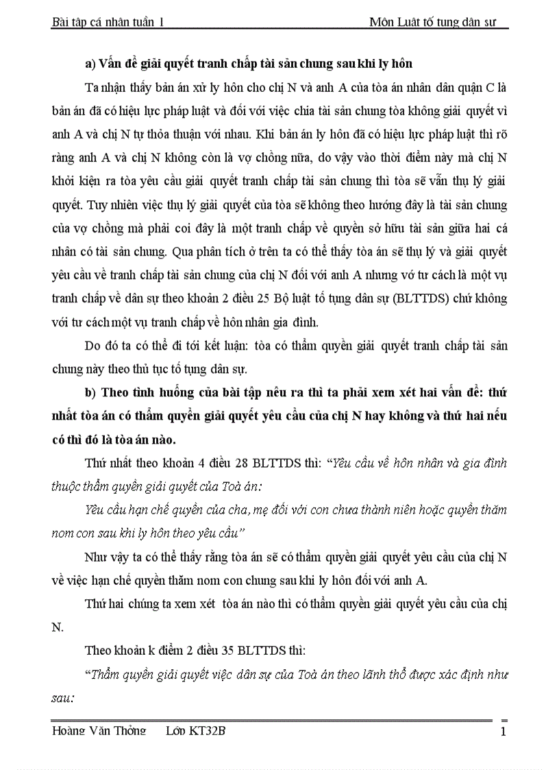 image for page Bài tập cá nhân tố tụng dân sự 18