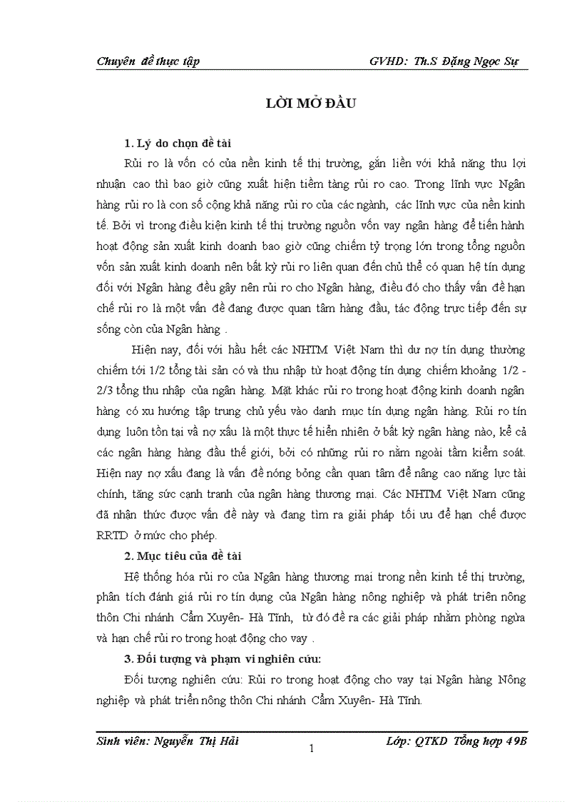 image for page Rủi ro tín dụng tại ngân hàng Nông nghiệp và phát triển nông thôn chi nhánh Cẩm Xuyên Hà Tĩnh