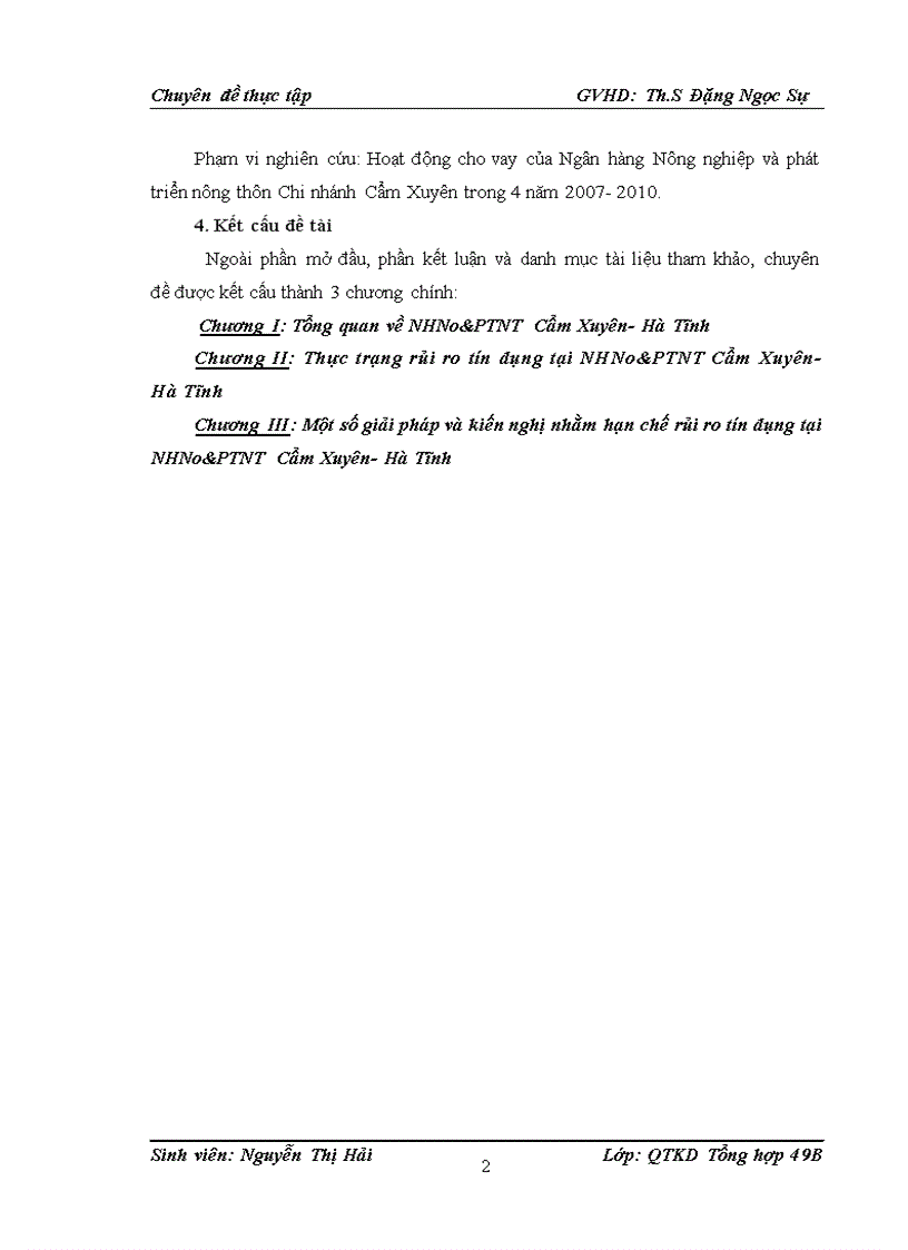 image for page Rủi ro tín dụng tại ngân hàng Nông nghiệp và phát triển nông thôn chi nhánh Cẩm Xuyên Hà Tĩnh