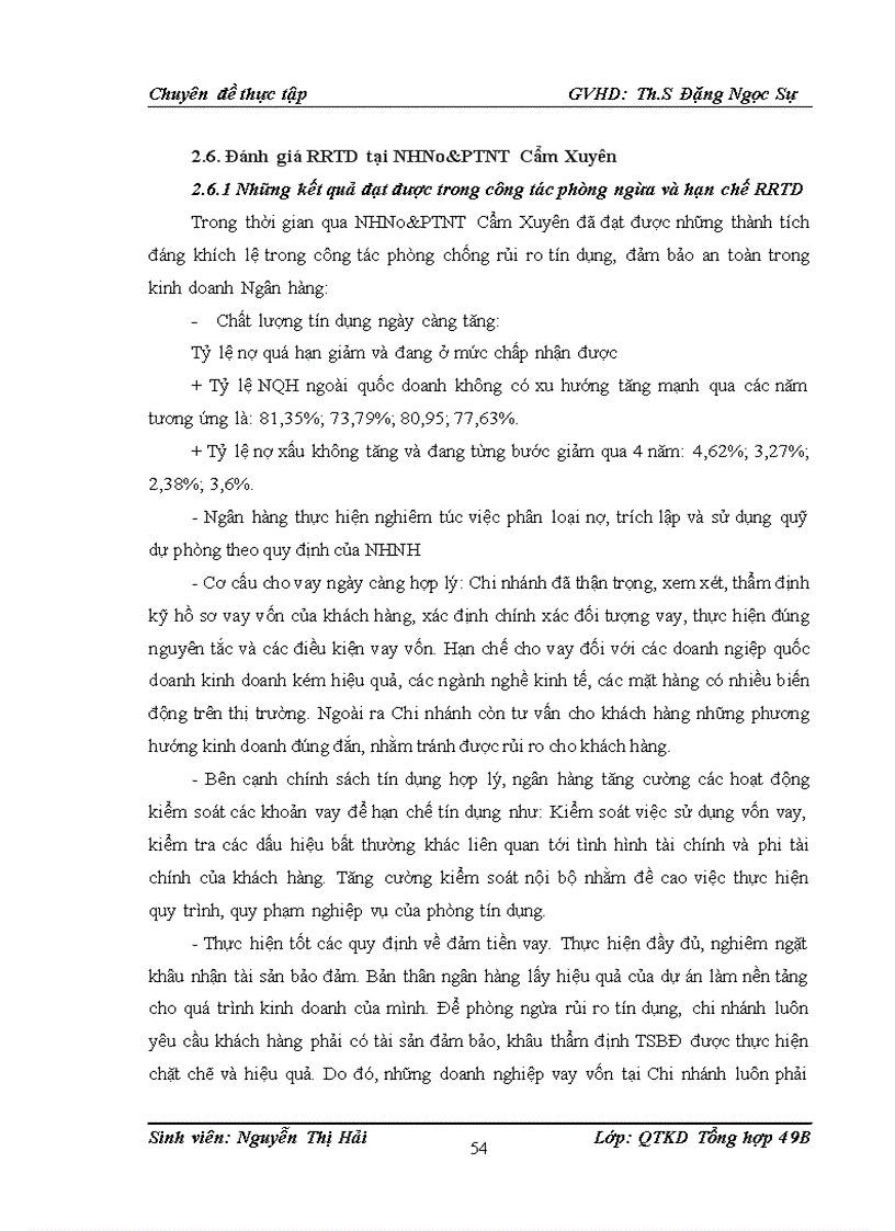 image for page Rủi ro tín dụng tại ngân hàng Nông nghiệp và phát triển nông thôn chi nhánh Cẩm Xuyên Hà Tĩnh