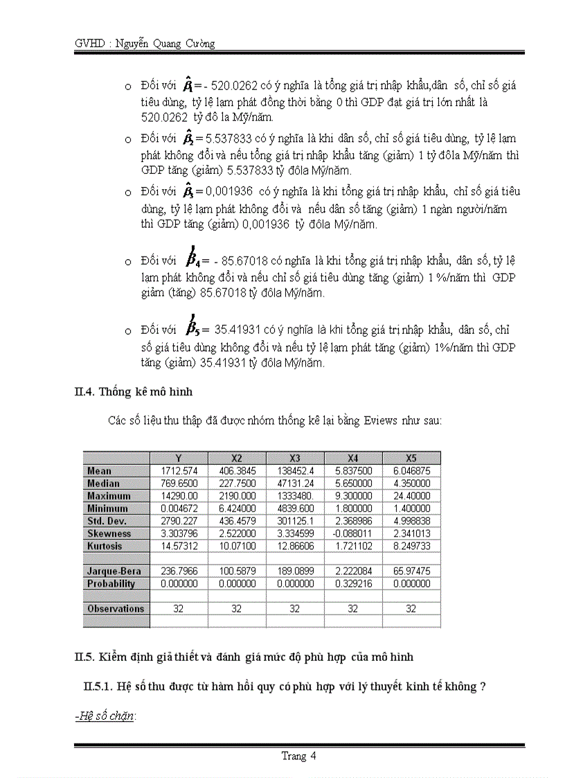image for page Thử nghiệm xây dựng mô hình kinh tế lượng để phân tích những tác động ảnh hưởng của tổng giá trị nhập khẩu dân số chỉ số giá tiêu dùng tỷ lệ lạm phát đến tổng sản phẩm quốc nội