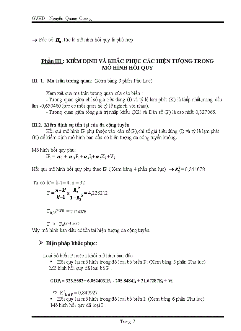 image for page Thử nghiệm xây dựng mô hình kinh tế lượng để phân tích những tác động ảnh hưởng của tổng giá trị nhập khẩu dân số chỉ số giá tiêu dùng tỷ lệ lạm phát đến tổng sản phẩm quốc nội