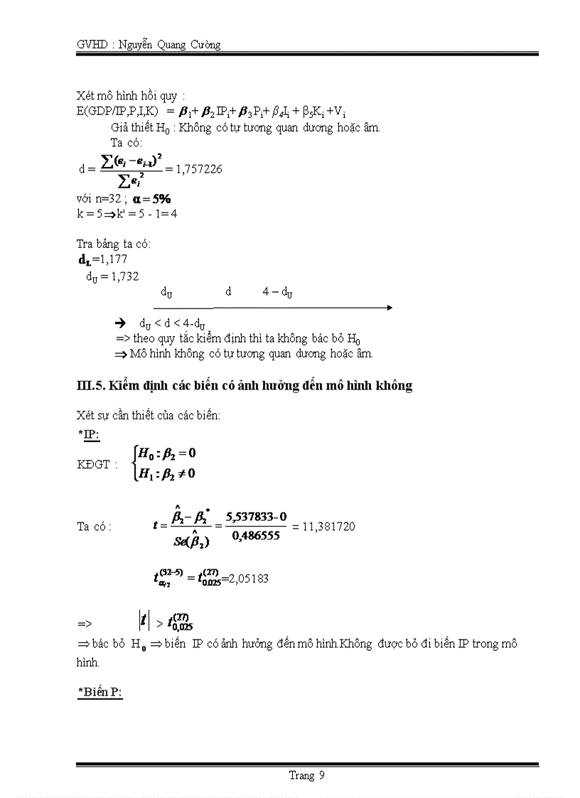 image for page Thử nghiệm xây dựng mô hình kinh tế lượng để phân tích những tác động ảnh hưởng của tổng giá trị nhập khẩu dân số chỉ số giá tiêu dùng tỷ lệ lạm phát đến tổng sản phẩm quốc nội