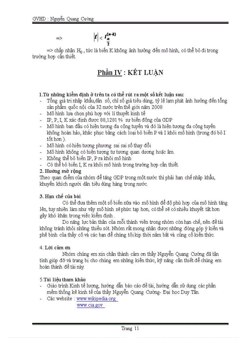 image for page Thử nghiệm xây dựng mô hình kinh tế lượng để phân tích những tác động ảnh hưởng của tổng giá trị nhập khẩu dân số chỉ số giá tiêu dùng tỷ lệ lạm phát đến tổng sản phẩm quốc nội