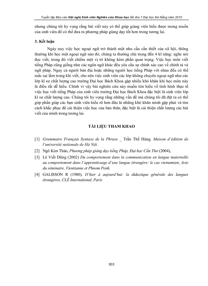 image for page Những khó khăn khi học môn viết tiếng pháp của sinh viên lớp kĩ sư chất lượng cao trường đại học bách khoa đà nẵng