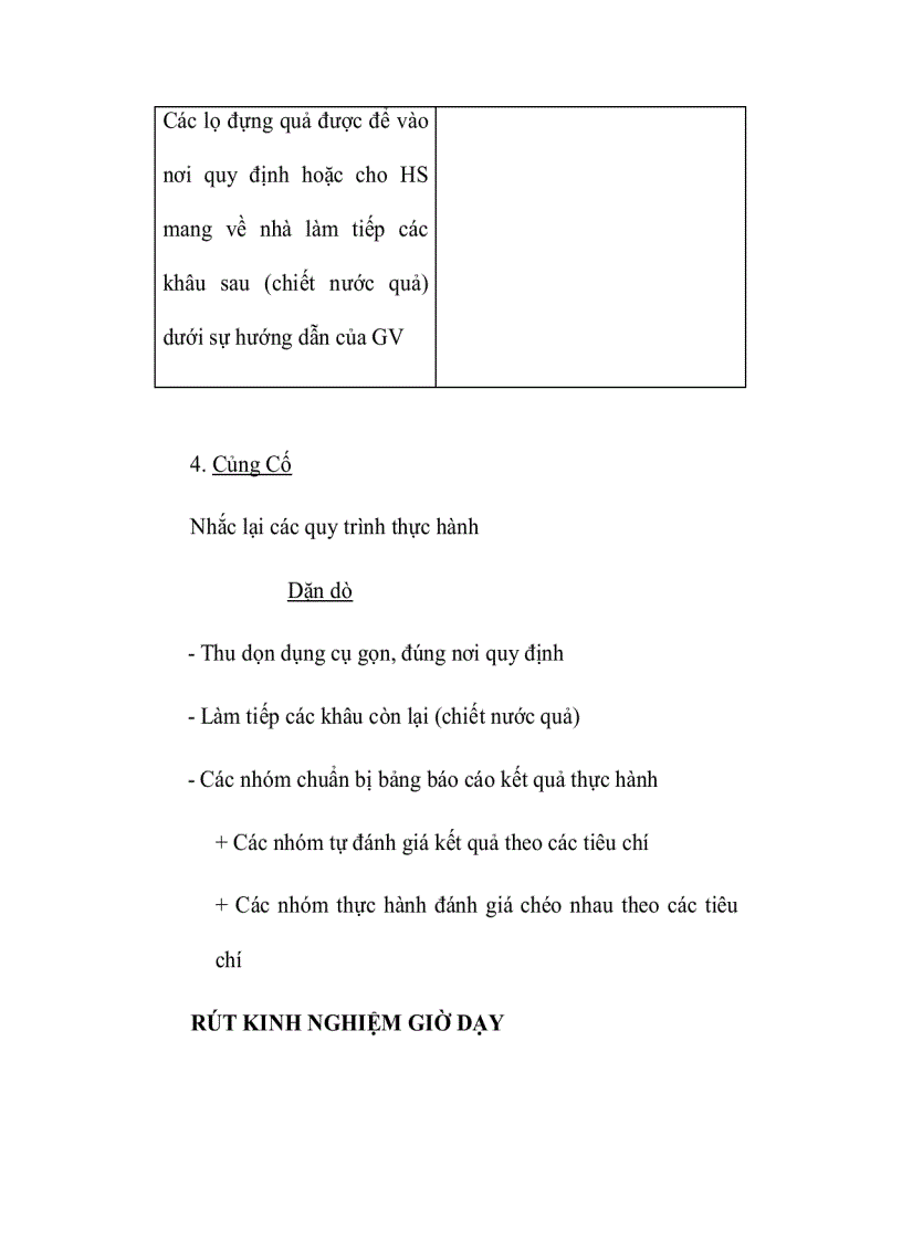 image for page Giáo án Công nghệ lớp lớp 9 Tên bài dạy Thực hành LÀM XIRÔ QUẢ