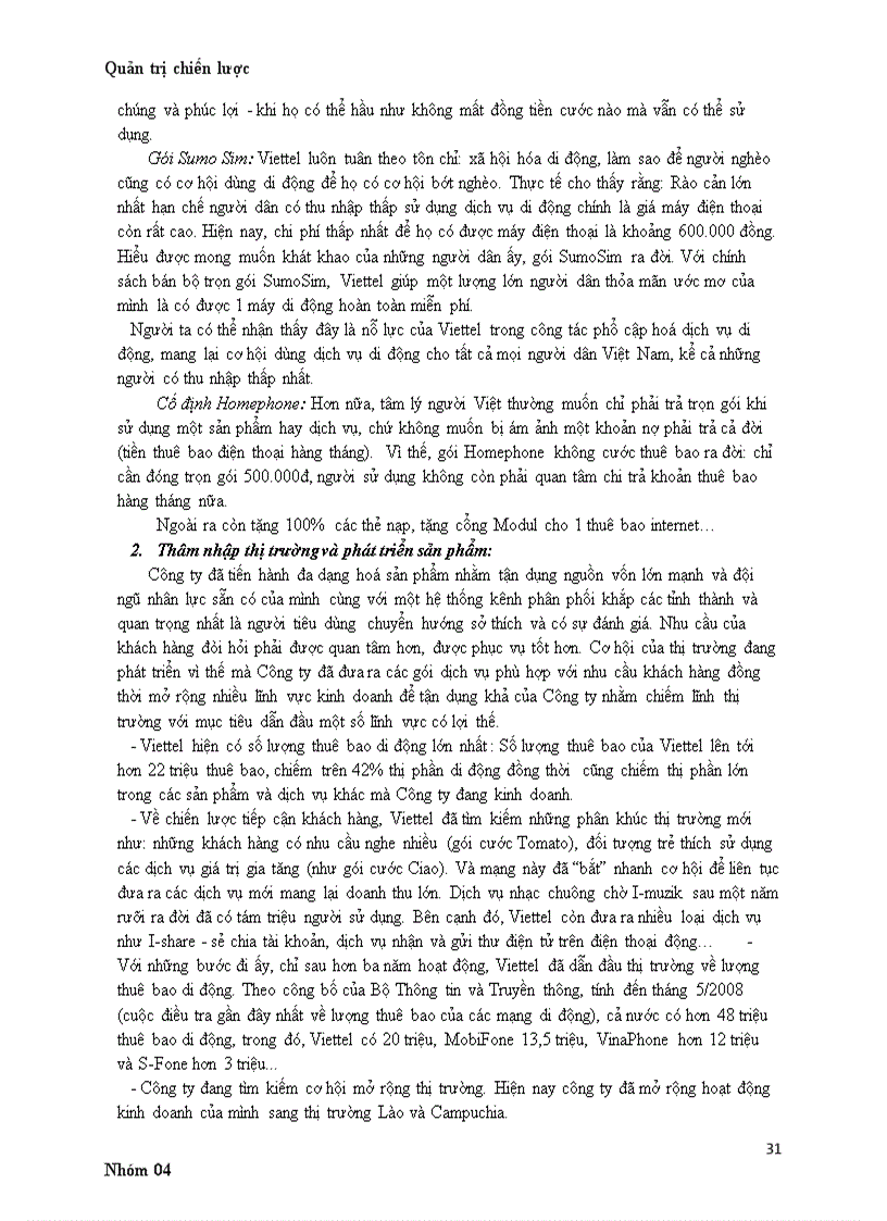 image for page Phân tích chiến lược công ty viễn thông quân đội viettel
