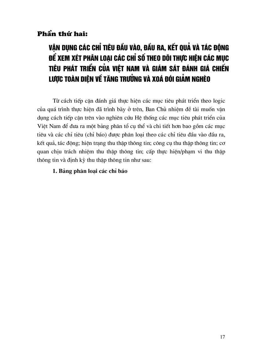 image for page Nghiên cứu các chỉ tiêu đầu vào đầu ra kết quả ảnh hưởng và khả năng vận dụng trong giám sát đánh giá chiến lược toàn diện về tăng trưởng và xoá đói giảm nghèo ở Việt nam