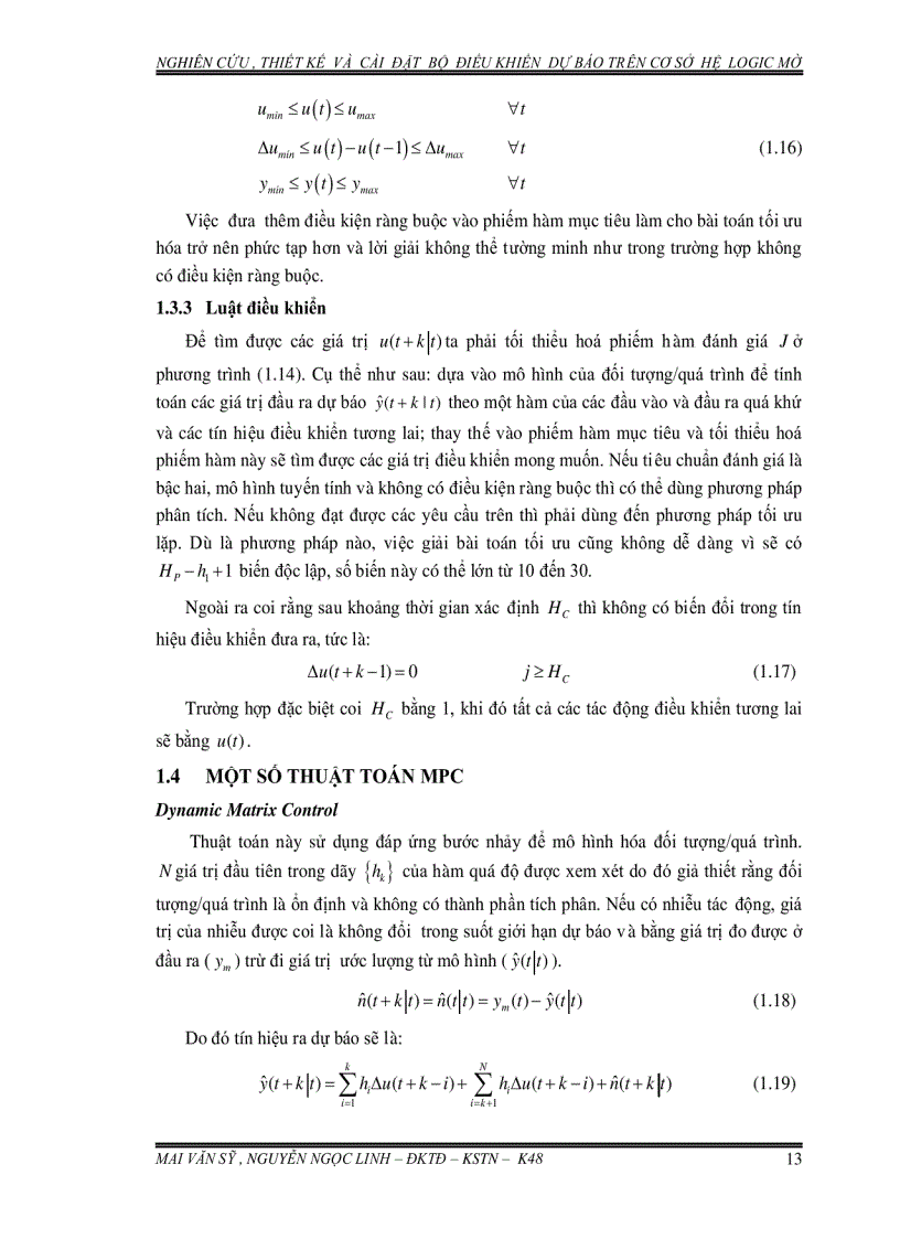 image for page Nghiên cứu thiết kế và cài đặt bộ điều khiển dự báo trên cơ sở hệ logic mờ