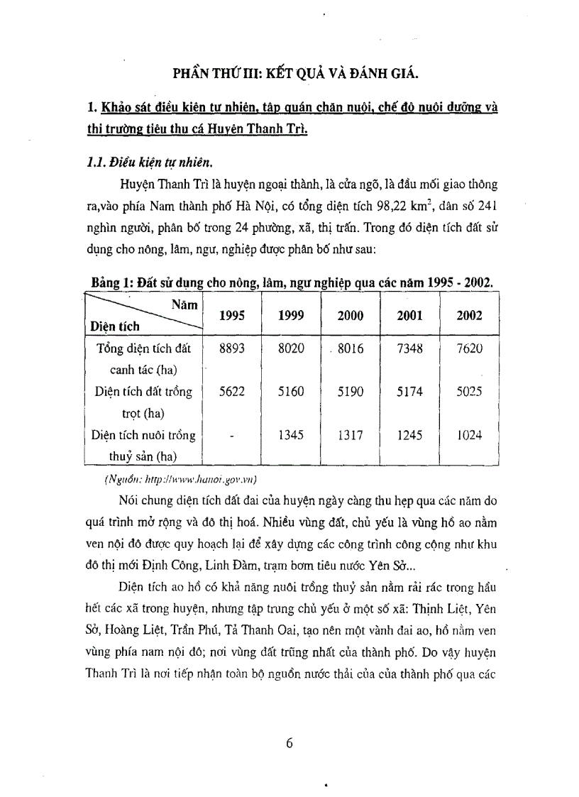 image for page Điều tra hiện trạng môi trường nước nuôi thức ăn chế độ nuôi dưỡng cá khu vực hồ Thanh Trì xác định các yếu tố chỉnh ảnh hưởng đến vệ sinh an toàn thực phẩm cá nuôi trong vùng hồ và