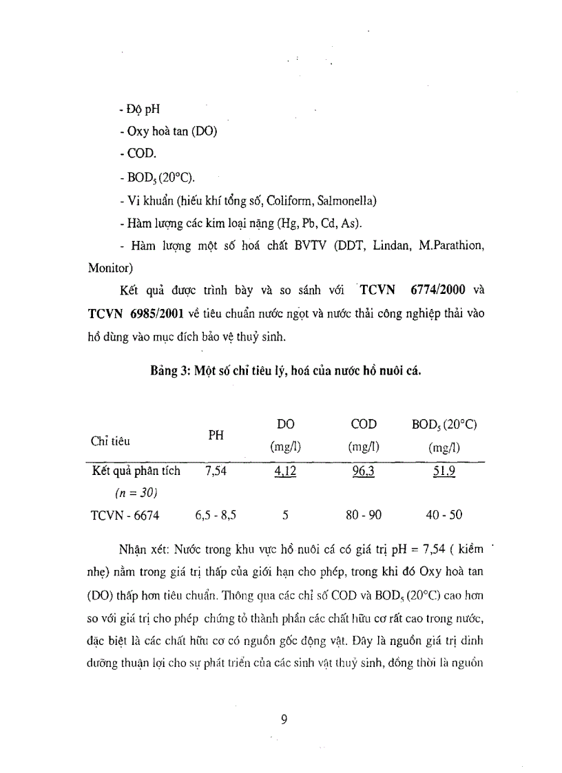 image for page Điều tra hiện trạng môi trường nước nuôi thức ăn chế độ nuôi dưỡng cá khu vực hồ Thanh Trì xác định các yếu tố chỉnh ảnh hưởng đến vệ sinh an toàn thực phẩm cá nuôi trong vùng hồ và