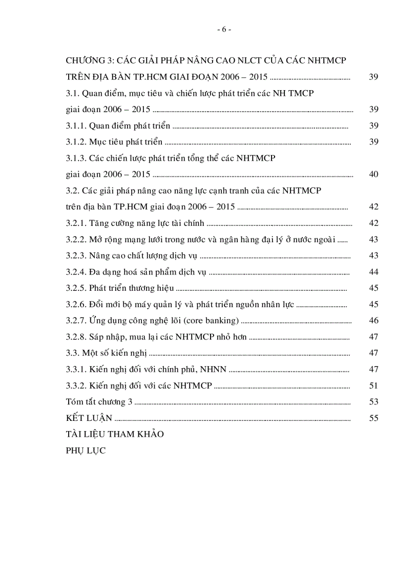 Các giải pháp nâng cao năng lực cạnh tranh của các ngân hàng thương mại cổ phần trên địa bàn tp hồ chí minh giai đoạn 2006 2015