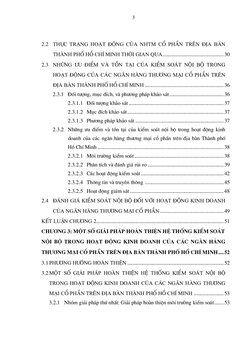 Hoàn thiện hệ thống kiểm soát nội bộ trong hoạt động kinh doanh của các ngân hàng thương mại cổ phần trên địa bàn Thành phố Hồ Chí Minh