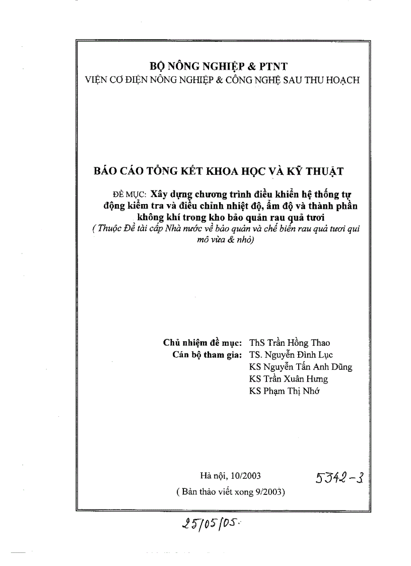 image for page Xây dựng chương trình điều khiển hệ thống tự động kiểm tra điều chỉnh nhiệt độ độ ẩm thành phần không khí trong kho bảo quản rau quả tươi