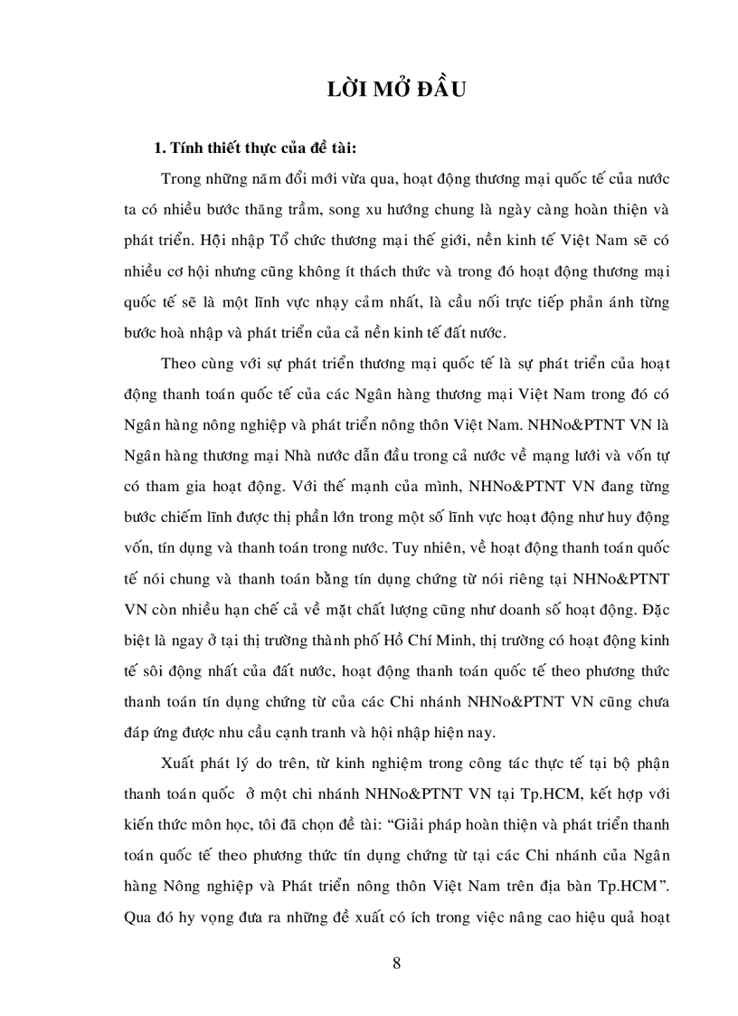 image for page Giải pháp hoàn thiện và phát triển thanh toán quốc tế theo phương thức tín dụng chứng từ tại các Chi nhánh của Ngân hàng Nông nghiệp và Phát triển nông thôn Việt Nam trên địa bàn Tp HCM