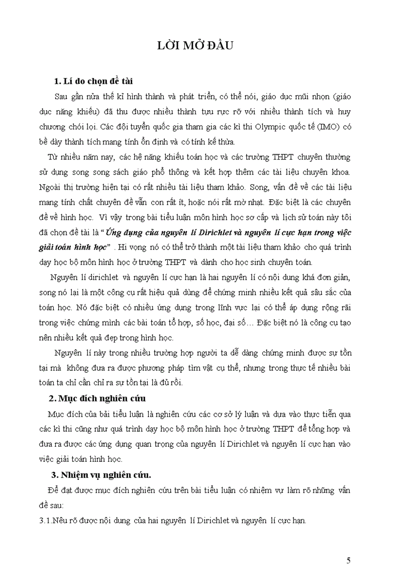 image for page Ứng dụng nguyên lí Dirichlet và nguyên lí cực hạn trong giải toán hình học