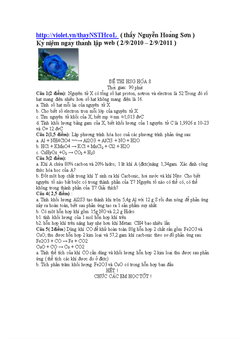 image for page Đề thi hsg hóa 8