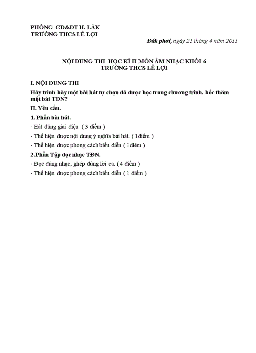 image for page Đề thi âm nhạc lớp 6