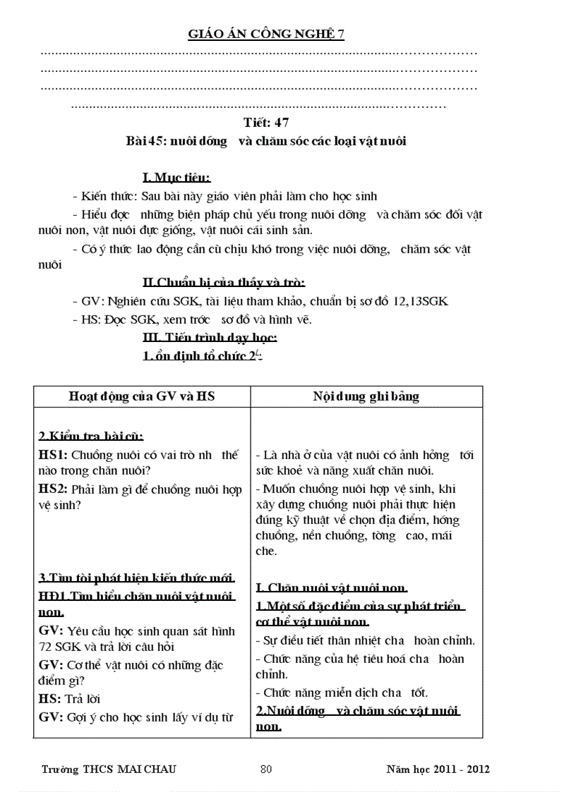 image for page Giáo án công nghệ 7