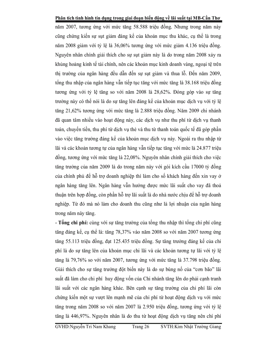 image for page Phân tích tình hình tín dụng trong giai đoạn biến động về lãi suất tại MB Cần Thơ