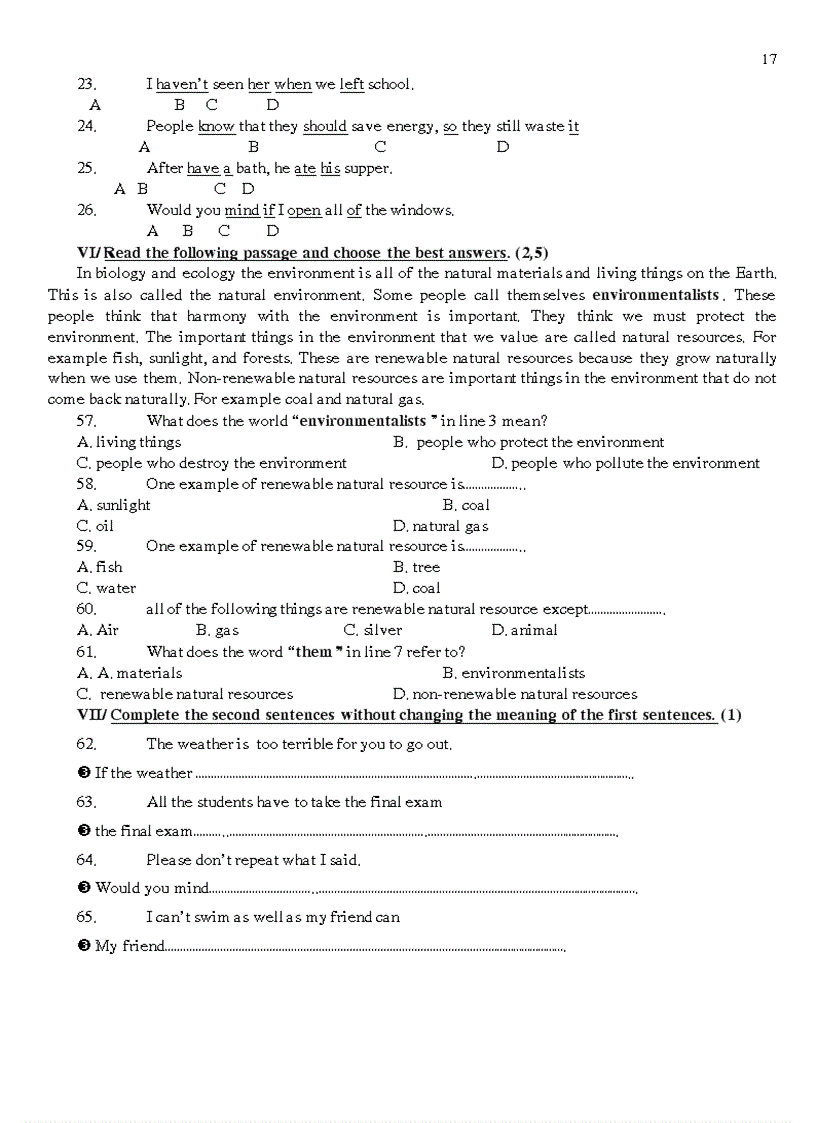 image for page 8 đề ôn thi vào lớp 10 môn tiếng Anh