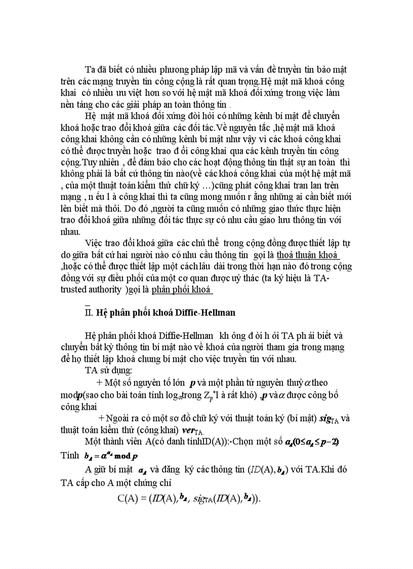 image for page Phân phối khoá thoả thuận khoá Diffie Hellman