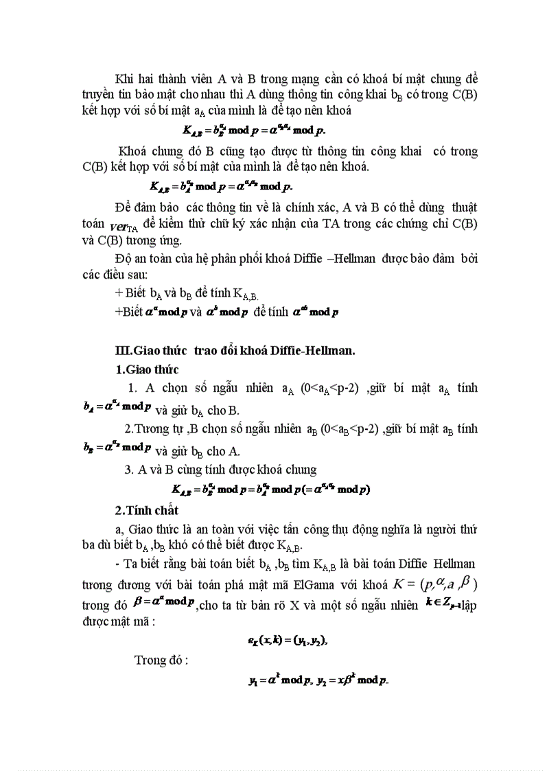 image for page Phân phối khoá thoả thuận khoá Diffie Hellman