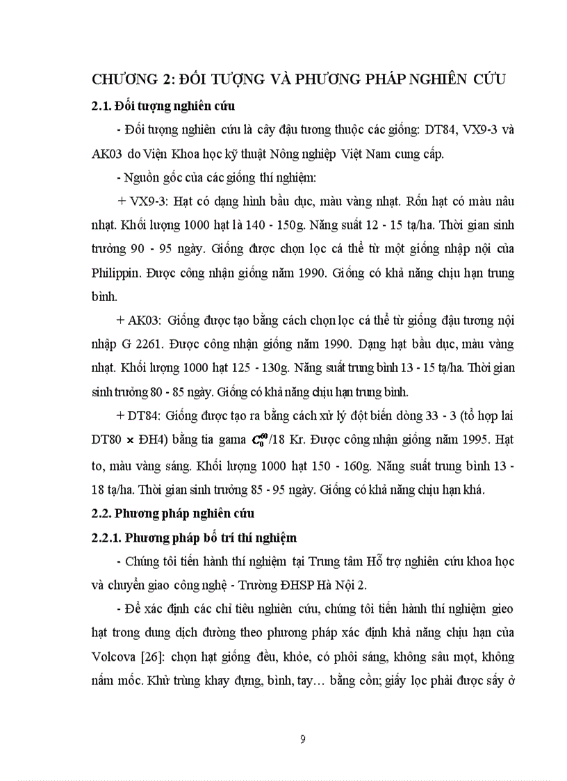 image for page Phản ứng của một số giống đậu tương chịu hạn khác nhau nảy mầm trong điều kiện thiếu nước