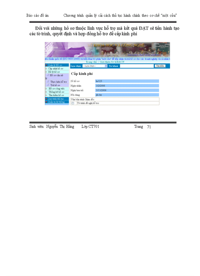 image for page Xây dựng phần mềm quản lý phục vụ cho quá trình cải cách thủ tục hành chính theo cơ chế một cửa tại Sở Khoa học và Công nghệ Hải phòng