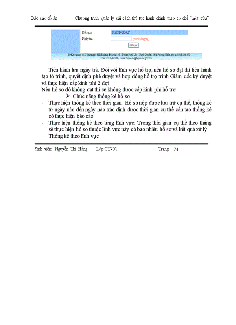 image for page Xây dựng phần mềm quản lý phục vụ cho quá trình cải cách thủ tục hành chính theo cơ chế một cửa tại Sở Khoa học và Công nghệ Hải phòng