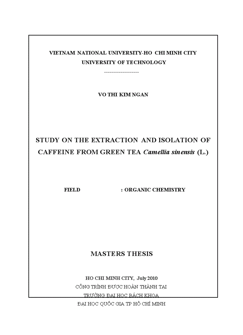 image for page Trích ly và cô lập caffeine từ trà xanh