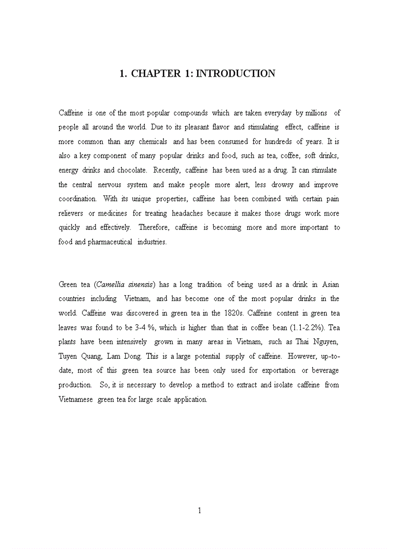 image for page Trích ly và cô lập caffeine từ trà xanh