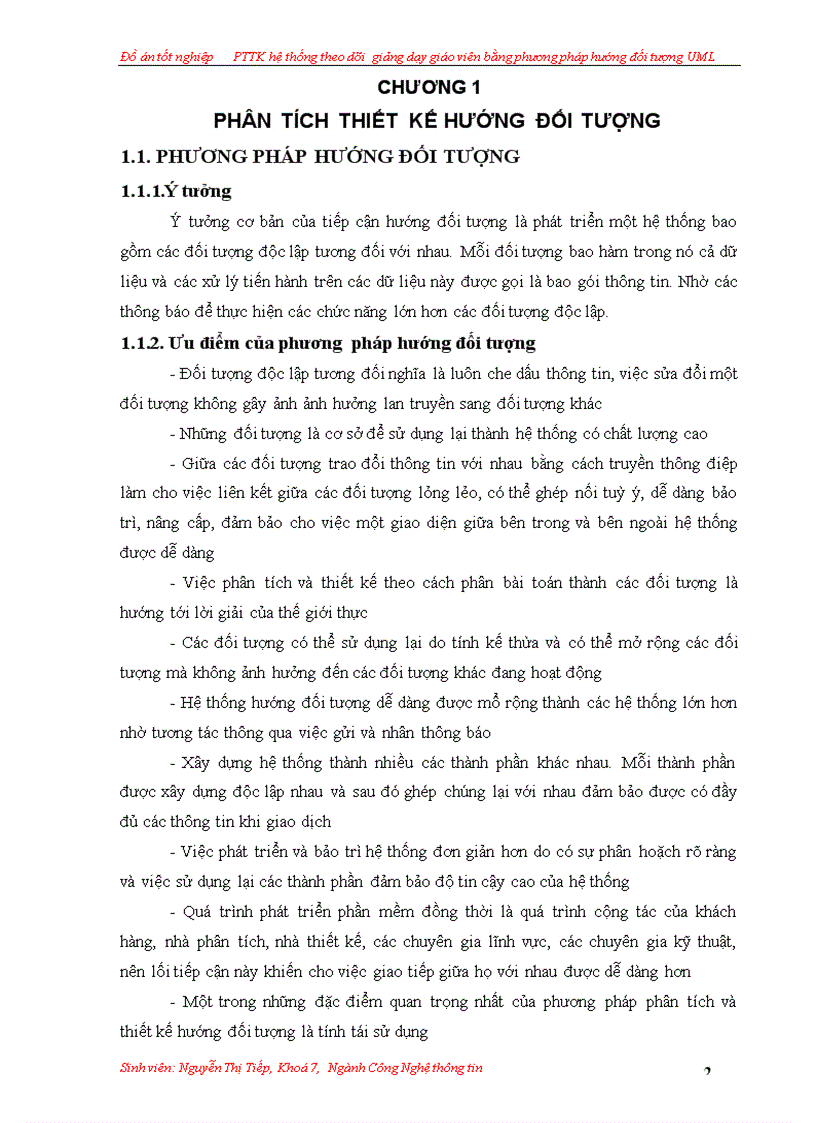 Phân tích thiết kế hệ thống theo dõi giảng dạy giáo viên bằng phương pháp hướng đối tượng uml