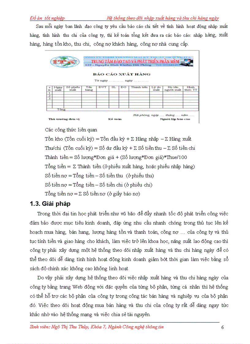image for page Hệ thống theo dõi nhập xuất hàng và thu chi hàng ngày