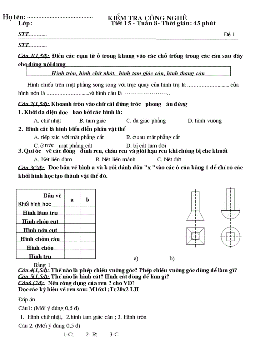 image for page Kiểm tra công nghệ lớp 8