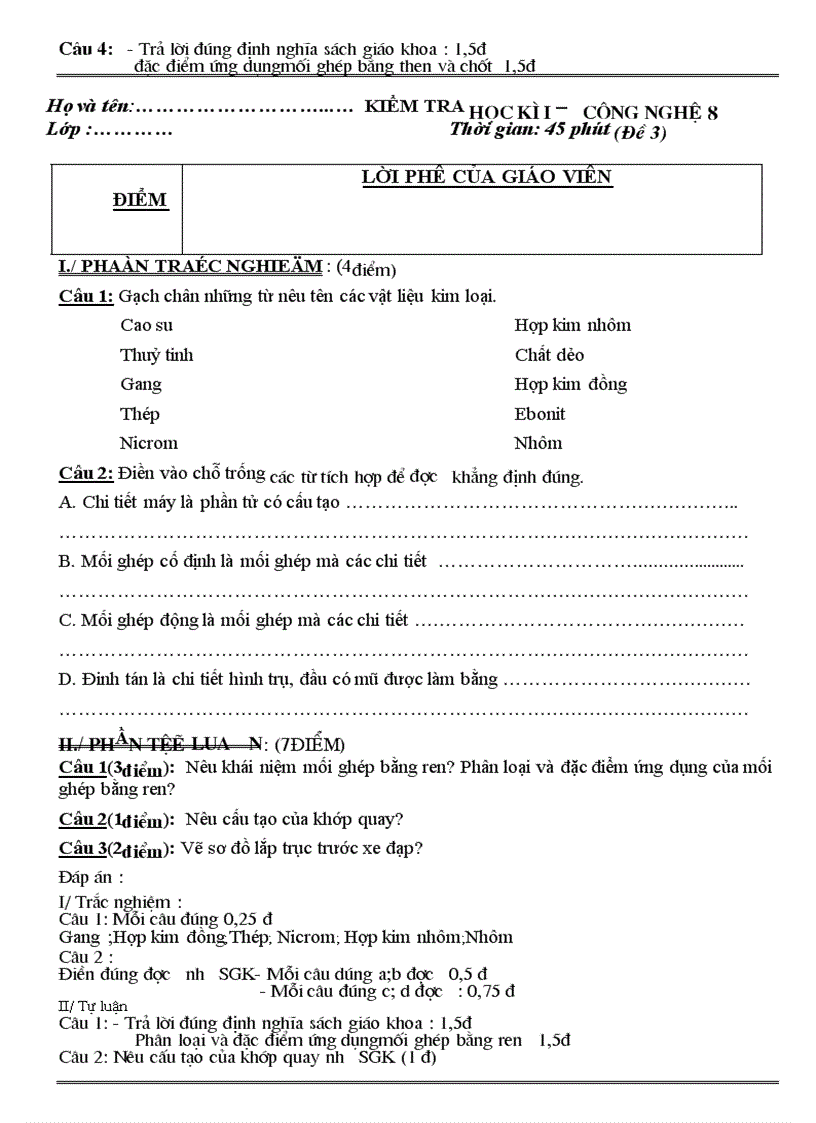 image for page Kiểm tra công nghệ lớp 8