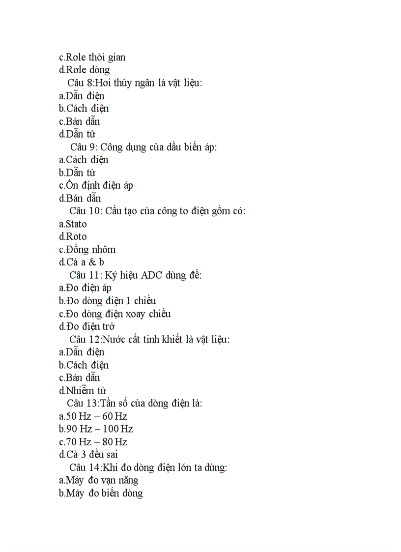 image for page Các câu trắc nghiệm về điện dân dụng