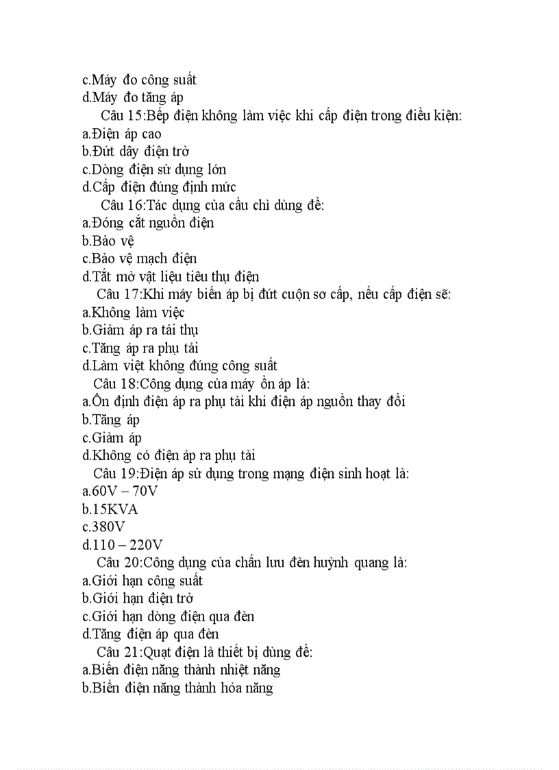 image for page Các câu trắc nghiệm về điện dân dụng