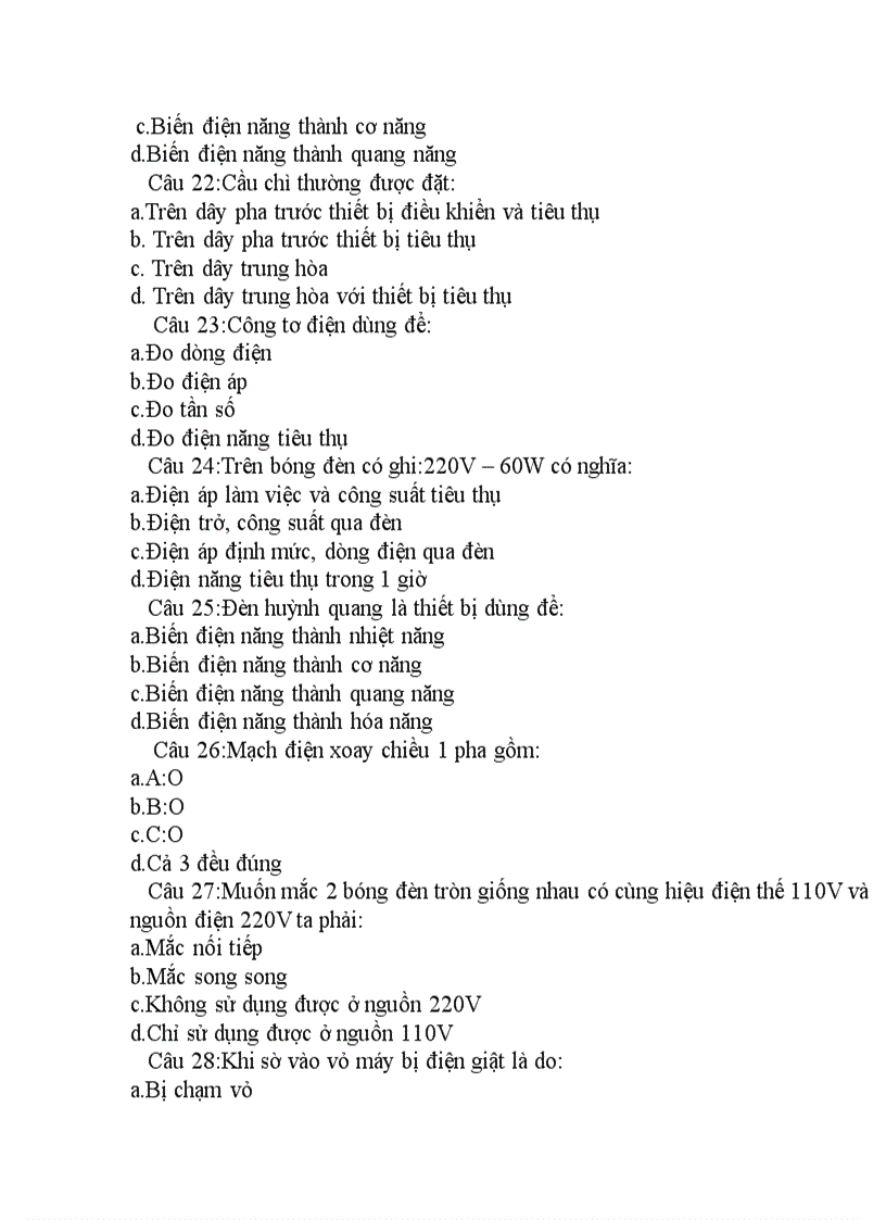 image for page Các câu trắc nghiệm về điện dân dụng