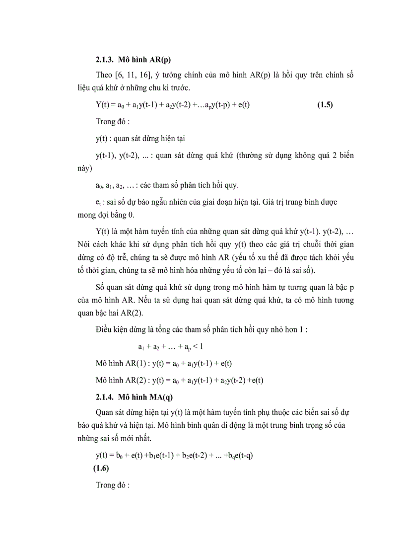 image for page Một số phương pháp khai phá dữ liệu quan hệ trong tài chính và chứng khoán mô hình arima