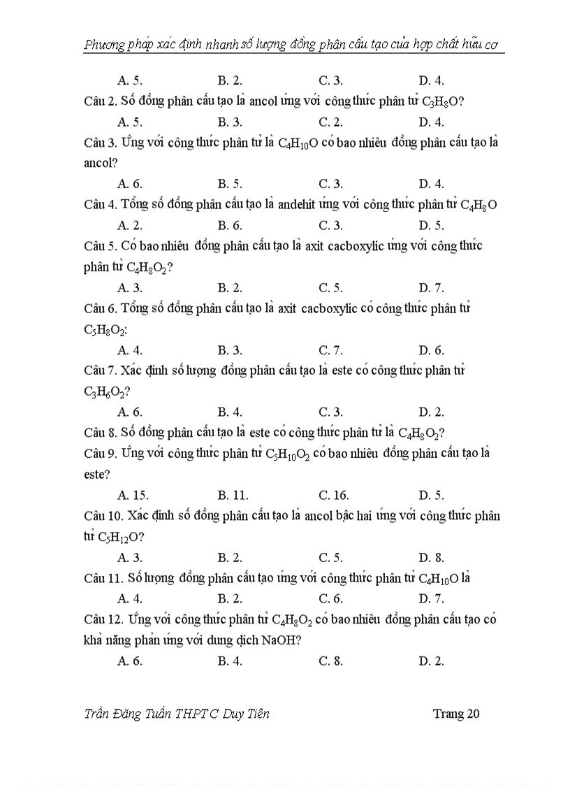 image for page Phương pháp xác định nhanh số lượng đồng phân cấu tạo của hợp chất hữu cơ