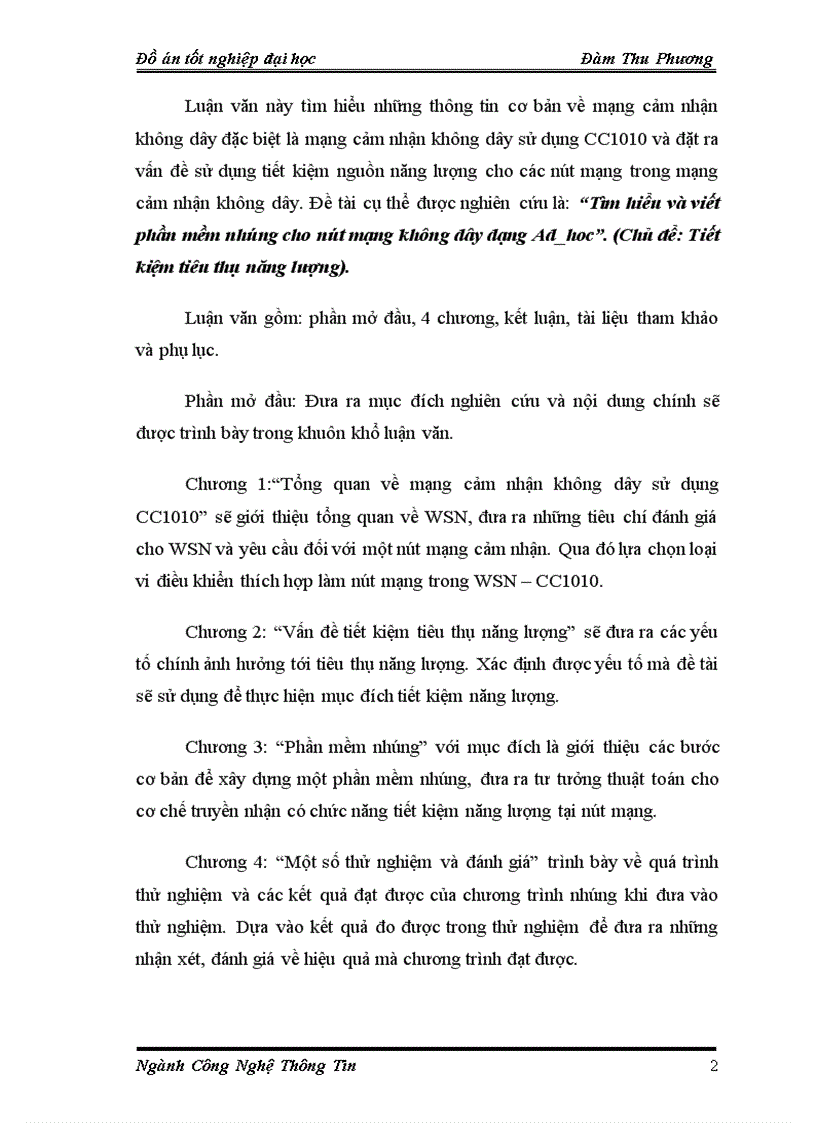 image for page Tìm hiểu và viết phần mềm nhúng cho nút mạng không dây dạng Ad hoc Chủ đề Tiết kiệm năng lượng