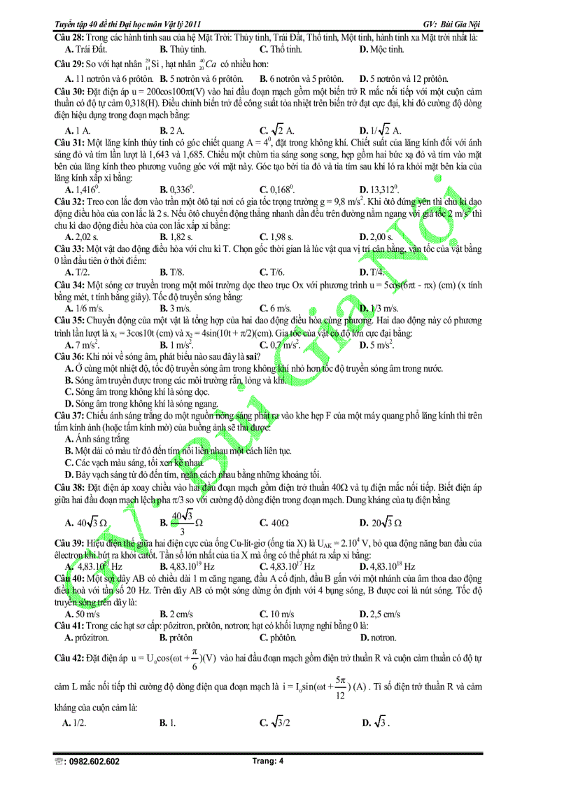 image for page Tuyển tập 40 đề thi Đại học lý