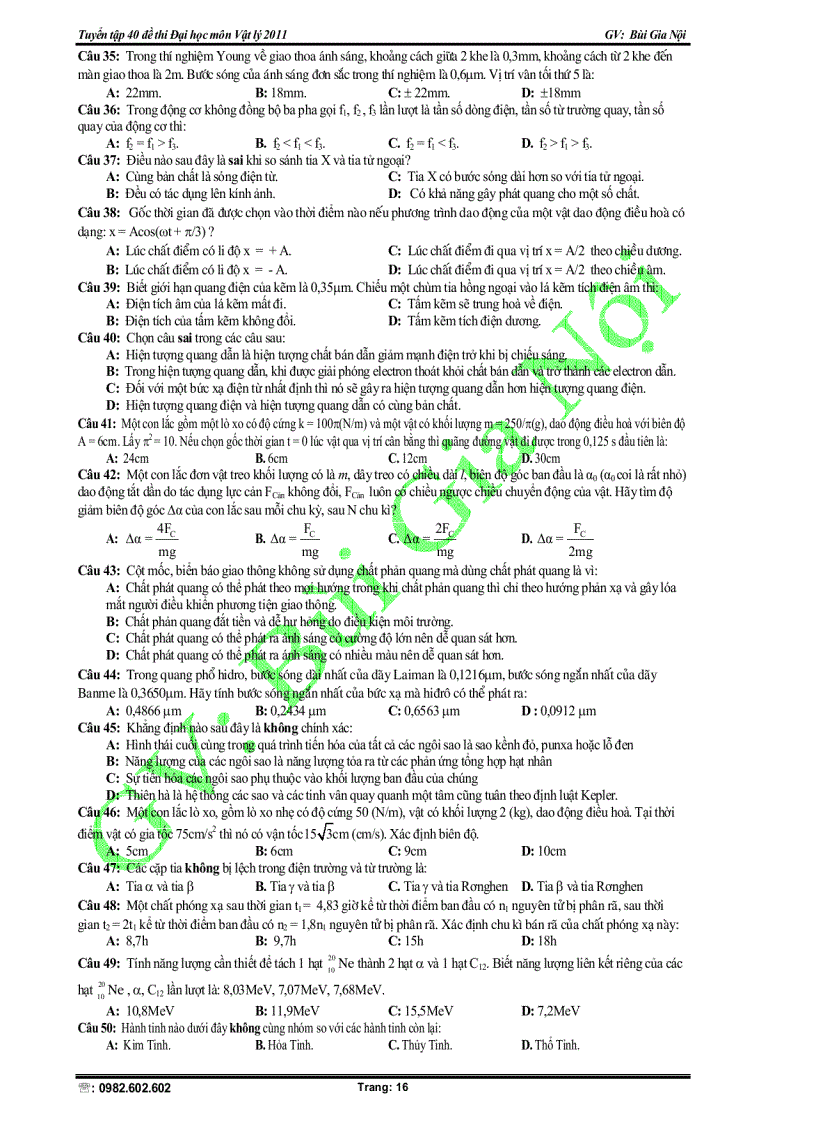 image for page Tuyển tập 40 đề thi Đại học lý