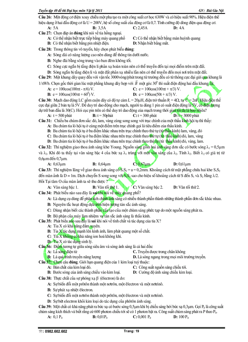 image for page Tuyển tập 40 đề thi Đại học lý