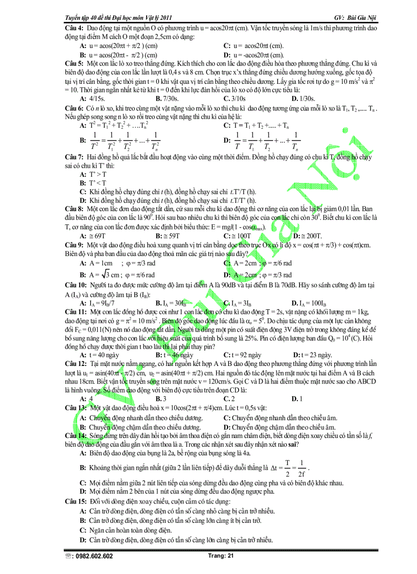 image for page Tuyển tập 40 đề thi Đại học lý