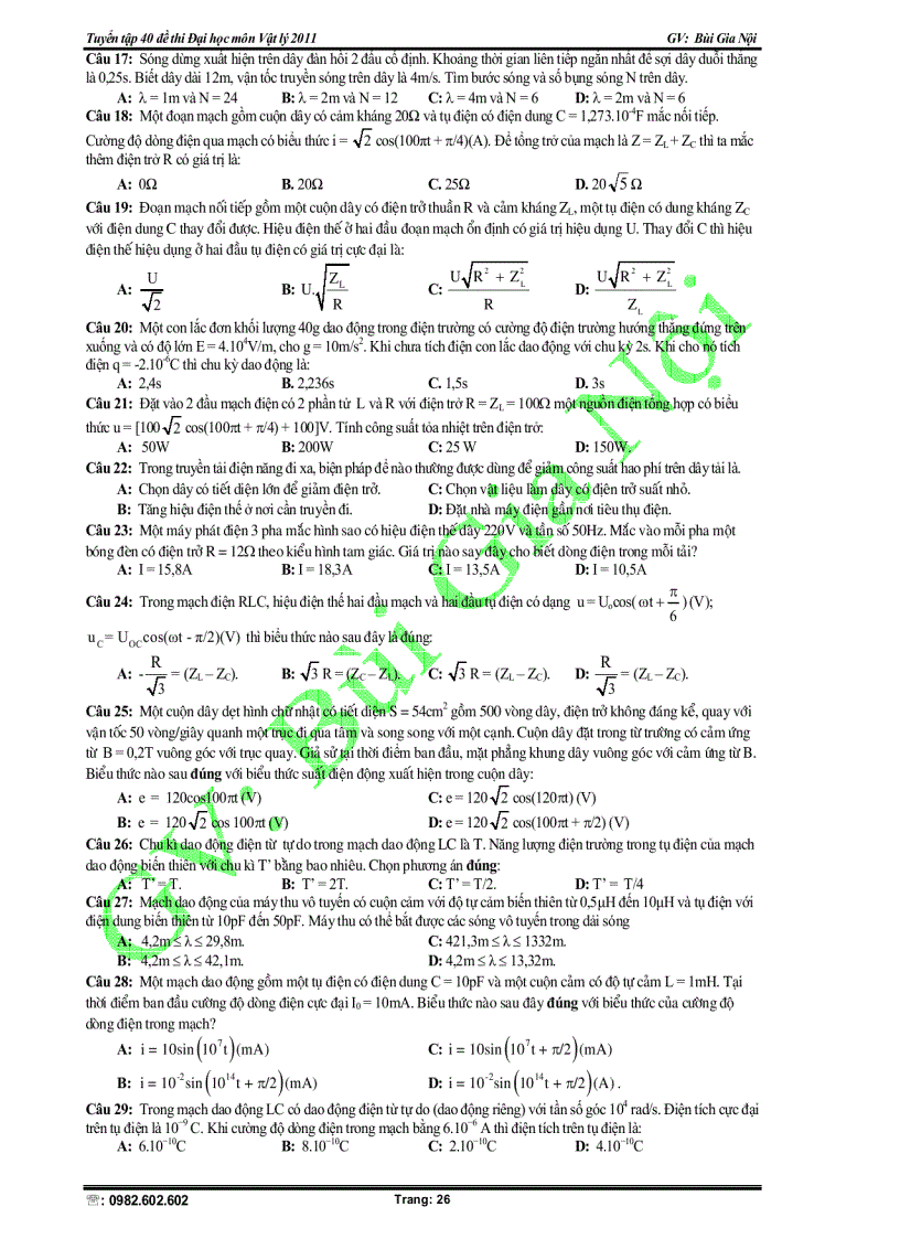 image for page Tuyển tập 40 đề thi Đại học lý